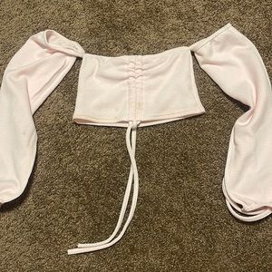 Pretty little thing crop shirt with sleeves